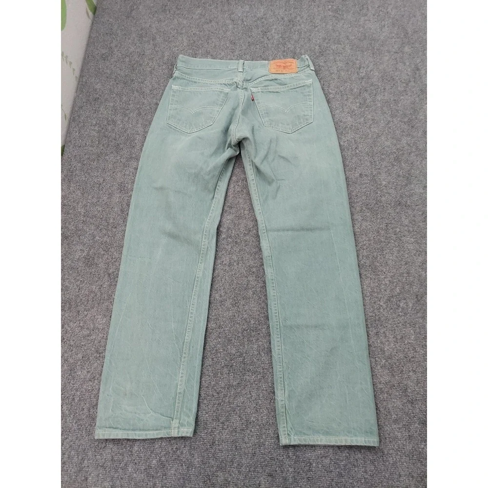 Levis‎ 501 XX Jeans Mens 30x28 Green Button Fly Straight Leg (tag size 33x32)